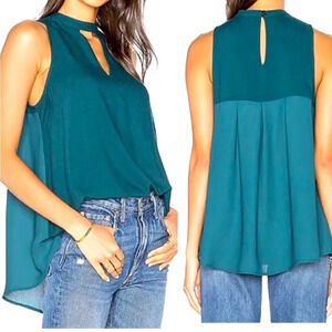 Jack by B.B. Dakota shirt - deep jade green sleeveless green high/low cut out